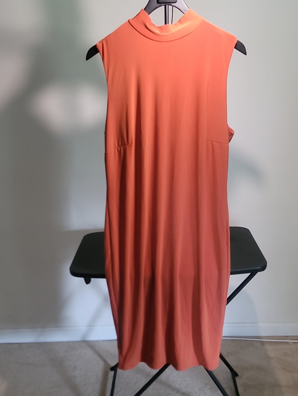 Ashley Stewart Rust Orange Sleeveless Mock Neck Maxi Dress